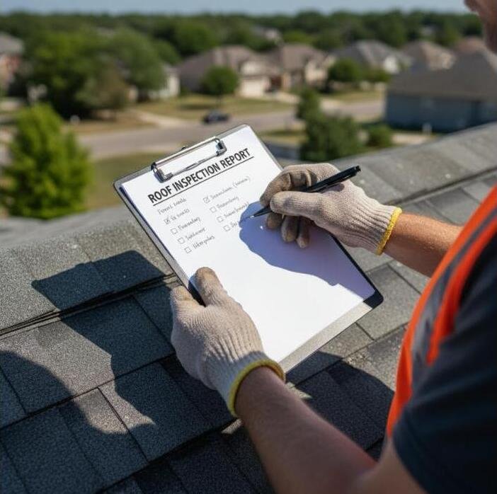 Property inspection report on a roof